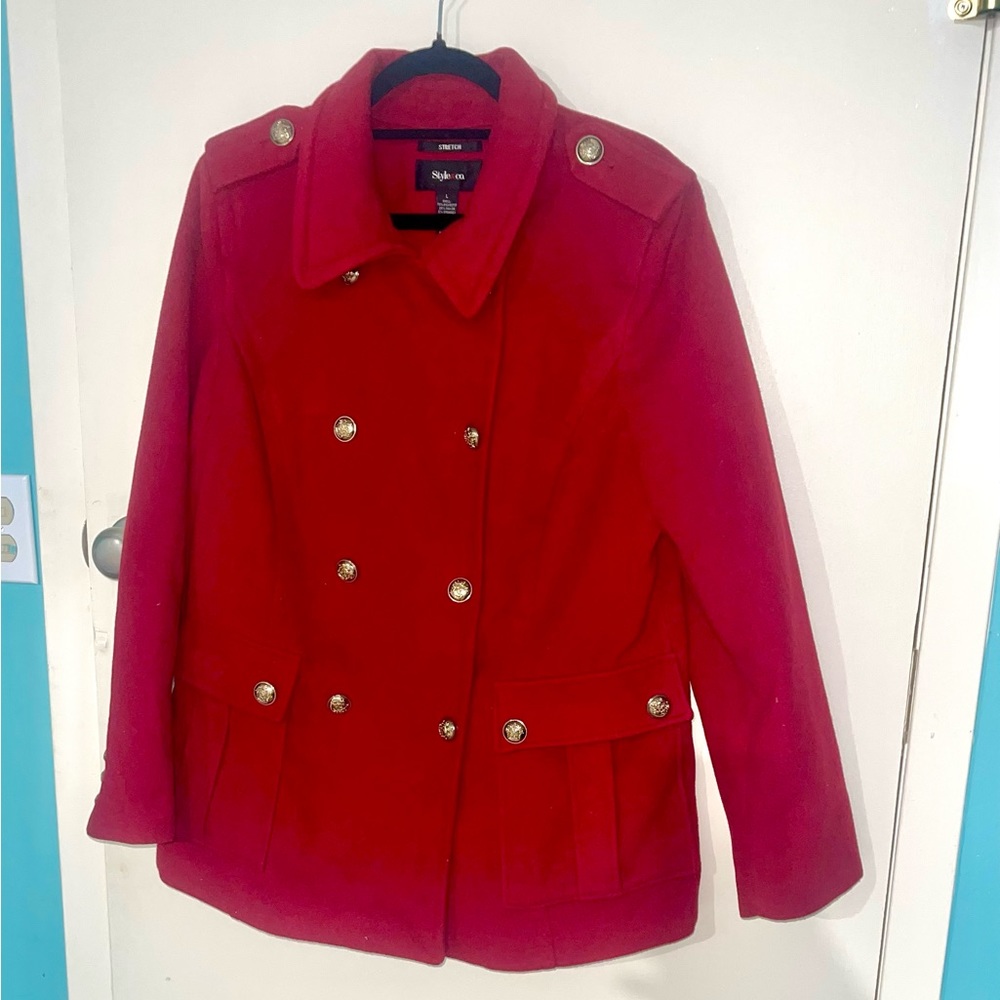 Style & Co. Women’s Red Pea Coat - Size Large
